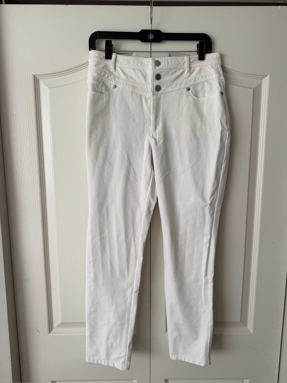 Karl Lagerfeld White High-Rise Button-Front Skinny Pants